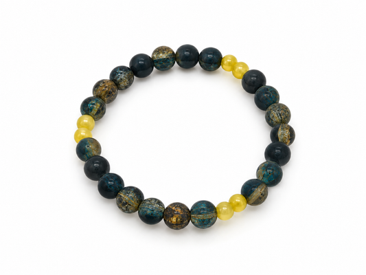 Anchored in Faith Bracelet | Navy & Teal Crackle Glass Bracelet