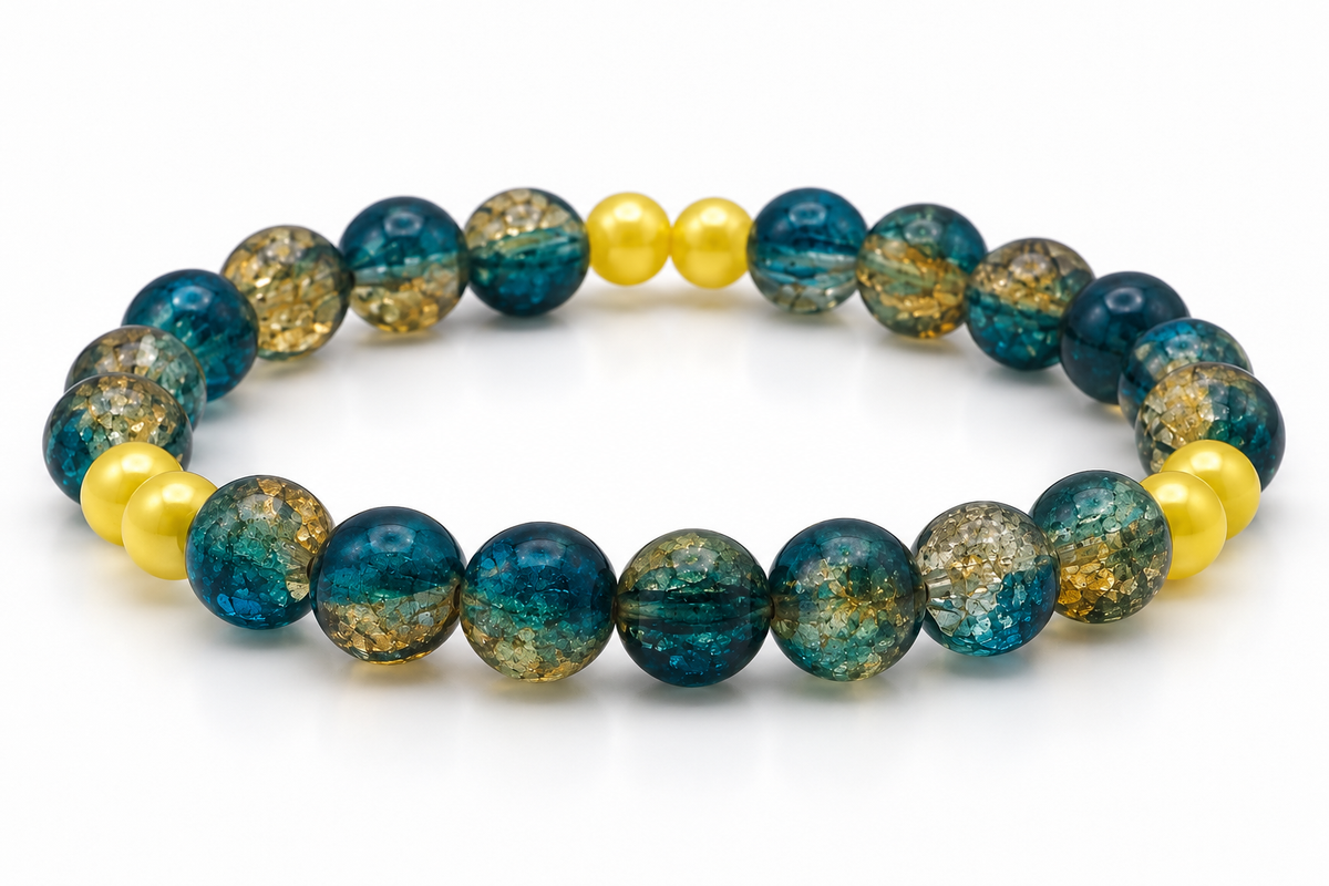 Anchored in Faith Bracelet | Navy & Teal Crackle Glass Bracelet