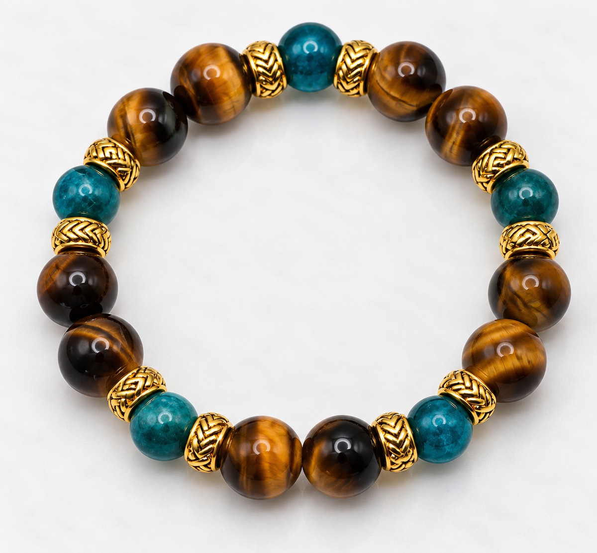 Rooted in Strength Bracelet | Men's Tiger's Eye & Apatite Gemstone Bracelet