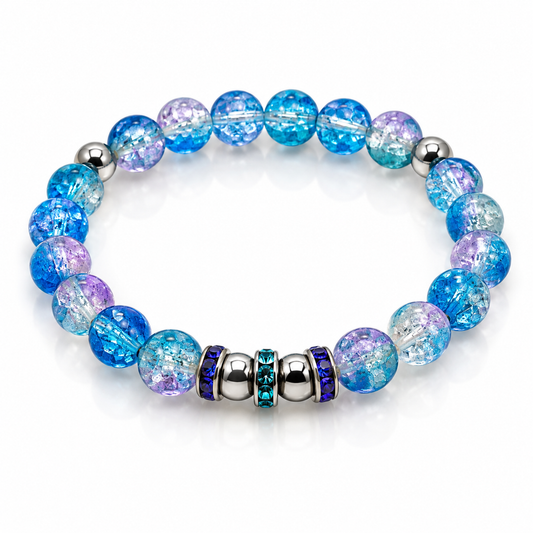 Renewed in His Grace Bracelet | Aqua & Lavender Crackle Glass Bracelet