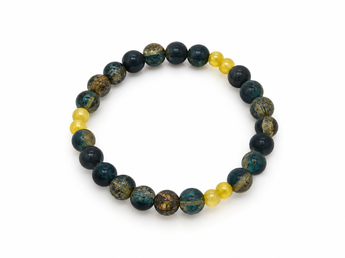 Anchored in Faith Bracelet | Navy & Teal Crackle Glass Bracelet