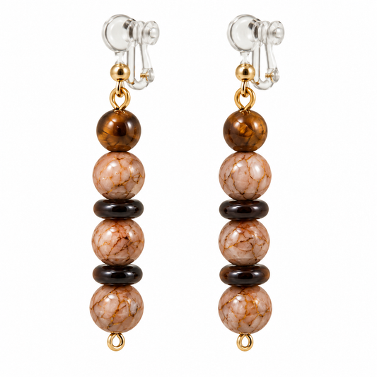 Rooted in Purpose – Marbled Glass Clip-On Earrings