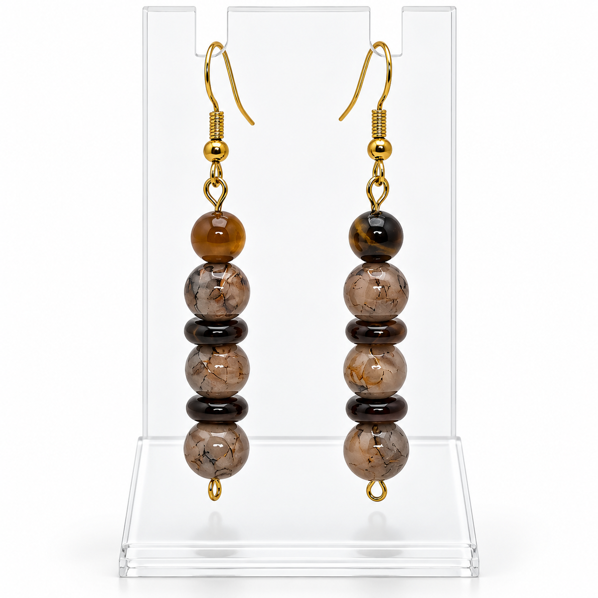Steadfast in Faith | Earth-Tone Beaded Drop Earrings